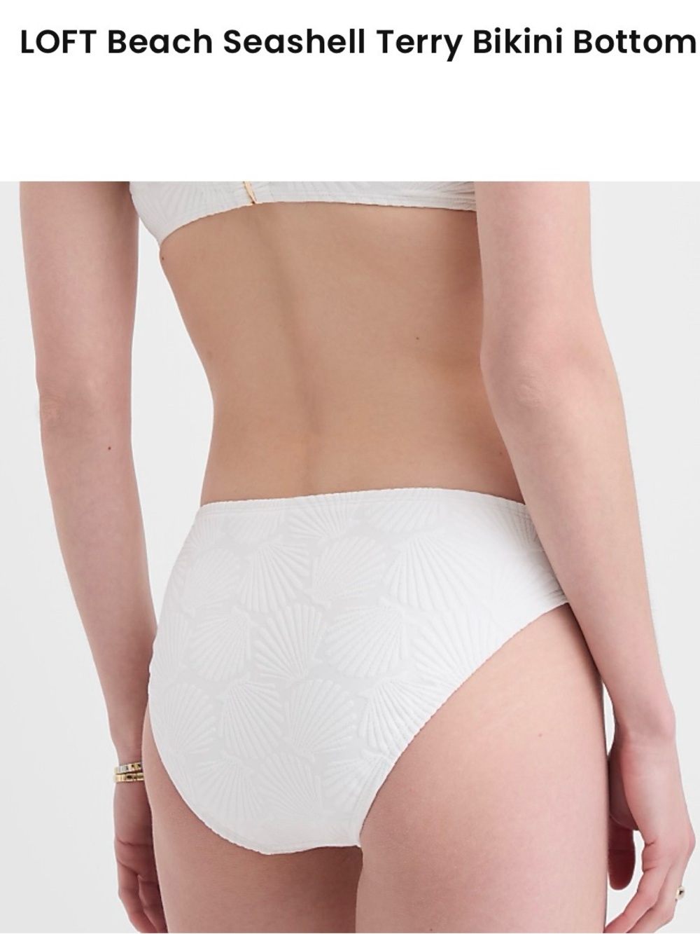 LOFT White Seashell Terry High-Waist Bikini Bottom SIZE S